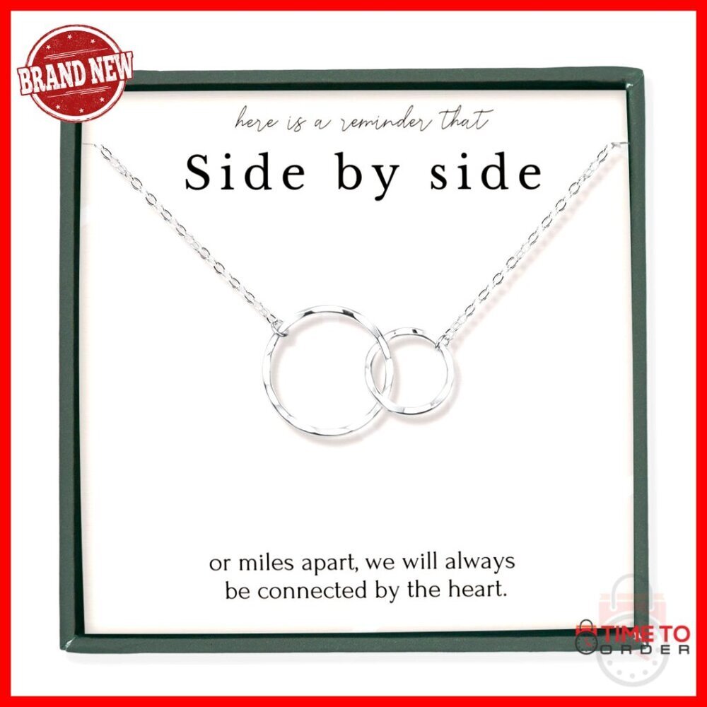 Double Circle Pendant Necklace Minimal Elegant BFF Friendship Gift Adjustable